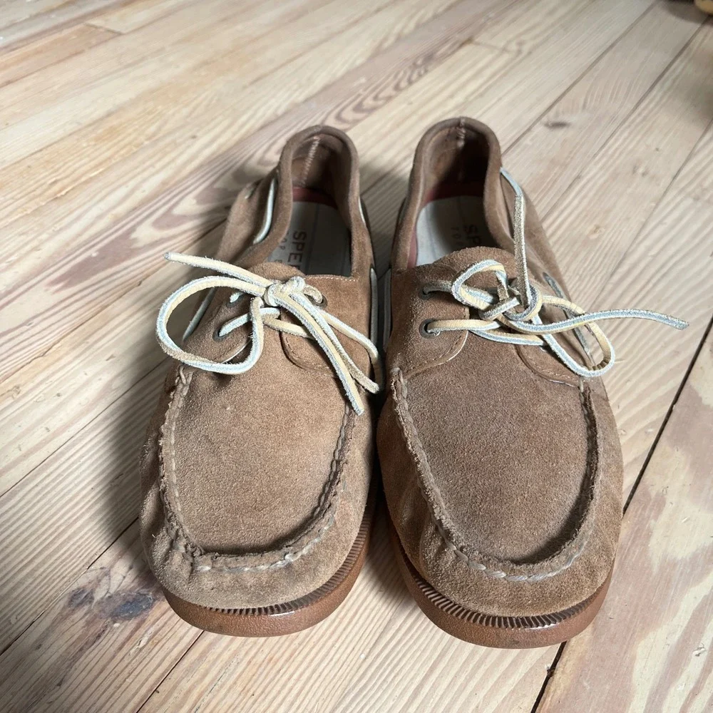 Sperry Top-Sider Boat Shoes Mens 13M Tan Suede 2-Eye Loafers casual preppy
